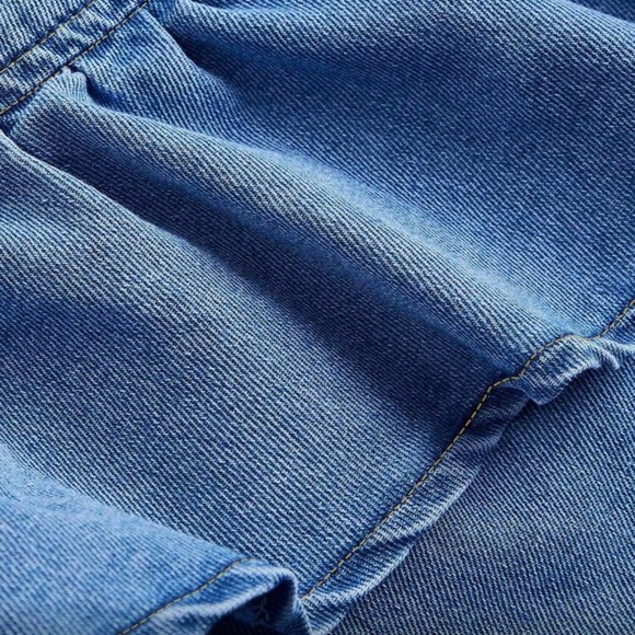 Blue Ruffle Denim Maxi Skirt - Picture 4 of 4